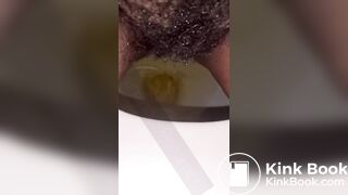 Hairy pussy ebony piss and shit on toilet