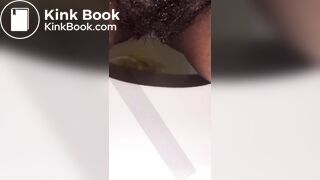 Hairy pussy ebony piss and shit on toilet