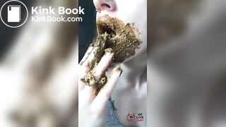 Girl tasting shit
