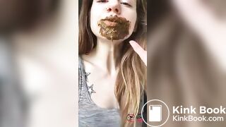 Girl tasting shit