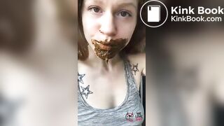 Girl tasting shit