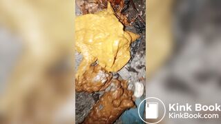 Ebony midnight poop at the bush