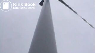 Sexy dropped a big turd on the ground, in a parking lot