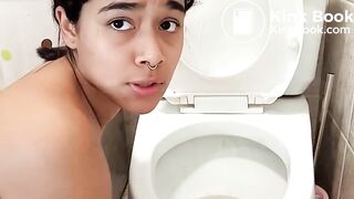 licking the toilet and smelling the poop