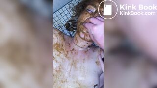 Blonde bitch on the floor Scat public restroom