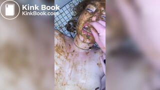 Blonde bitch on the floor Scat public restroom