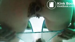 woman shitting in transparent panties