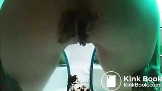 woman shitting in transparent panties