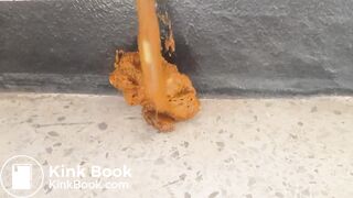 Korean girl pooping on the stairs