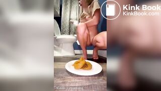 Woman Takes Huge Creamy Dump On Plate