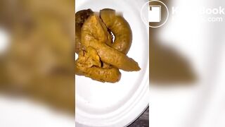Woman Takes Huge Creamy Dump On Plate