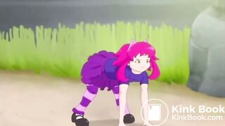 Animation girl diaper moment and pooping moment