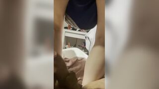 Girl shits on cock and sucks with shit