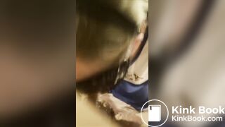 Girl shits on cock and sucks with shit