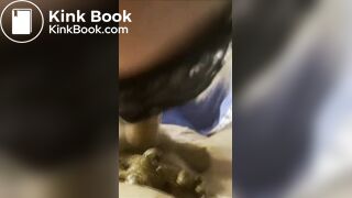 Girl shits on cock and sucks with shit