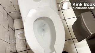 a delicious fat ass shitting in public toilet