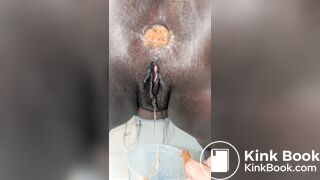My black wife pushing out a shit for my pleasure