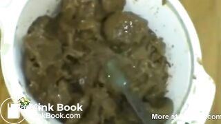 Asian brush teeth with shit