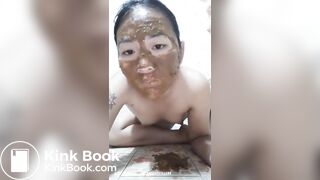 Scat thai girl plays with her own shit part 2