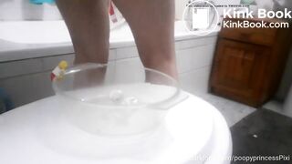 pooping on a toy teddy