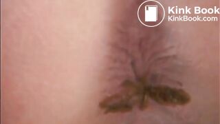 Sweet retro lady shitting with black boots