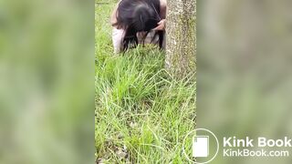 IG Model takes a dump outside