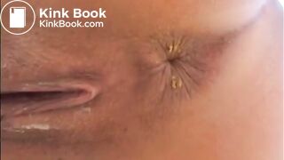 Nice brunette shits at ladder