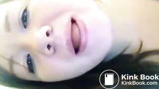 Asian girl tastes her shit