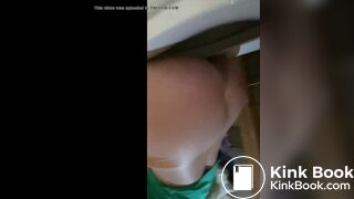 Girl pooping at building site