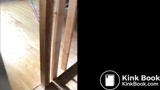 Girl pooping at building site