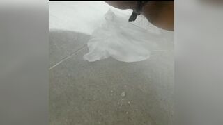 Korean girl outside poop