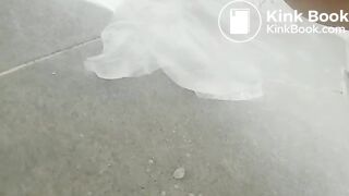 Korean girl outside poop