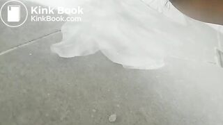 Korean girl outside poop