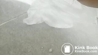 Korean girl outside poop