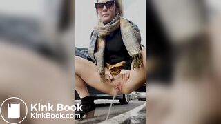 Dirty slut pissing and shitting in public