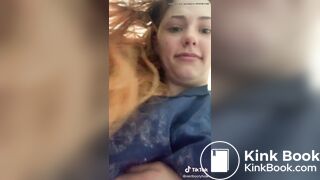 Ginger girl pooping on toilet