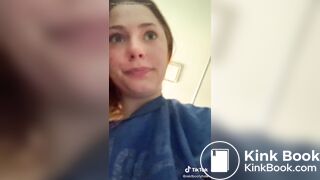 Ginger girl pooping on toilet