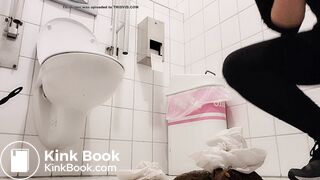 Pooping on public toilet floor