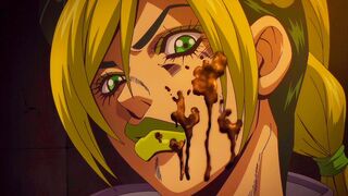 Jolyne gets poop thrown at her