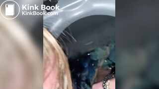 Teen toilet slave licks scat in public porta