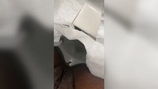 Ebony scat in public toilet