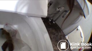 Girl use enema to poop on the toilet
