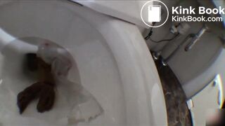 Girl use enema to poop on the toilet