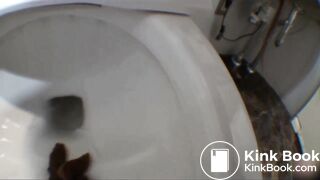 Girl use enema to poop on the toilet