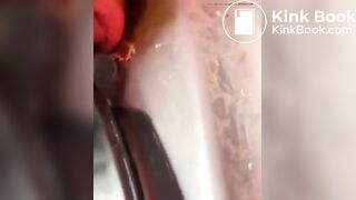 Licking old shit from Port poty