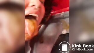 Licking old shit from Port poty