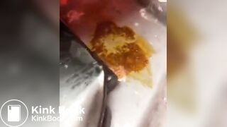 Licking old shit from Port poty