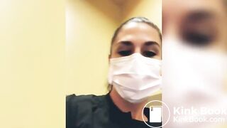 espresso diarrhea at work - sexy brunette