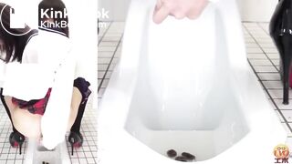 Pooping girl wears knee high socks 1