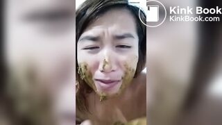 Slut eating diarrhea and smears on face